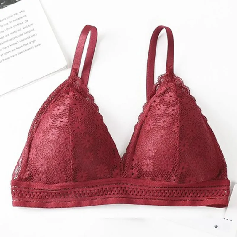 Set reggiseno da donna con retro in pizzo senza bordi in acciaio Coppa triangolare francese Confortevole copertura del torace Biancheria intima estensibile per la pelle — image 14