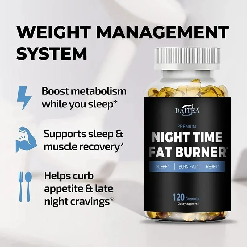 Daitea Night Fat Burning Supplement - with Vitamin D3 Green Coffee Beans Green Tea Natural Plants - Sleep & Weight Management — image 2
