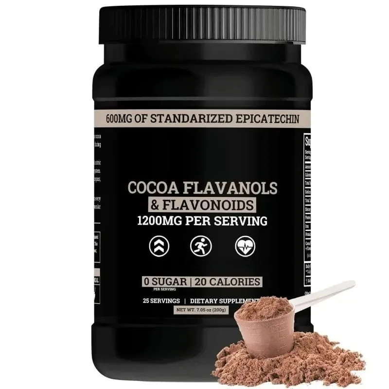 Cocoa Flavanols & Flavonoids Powder 200g (25 Servings) with Epicatechin 600mg Supports Antioxidant & General Wellness Sugar-Free