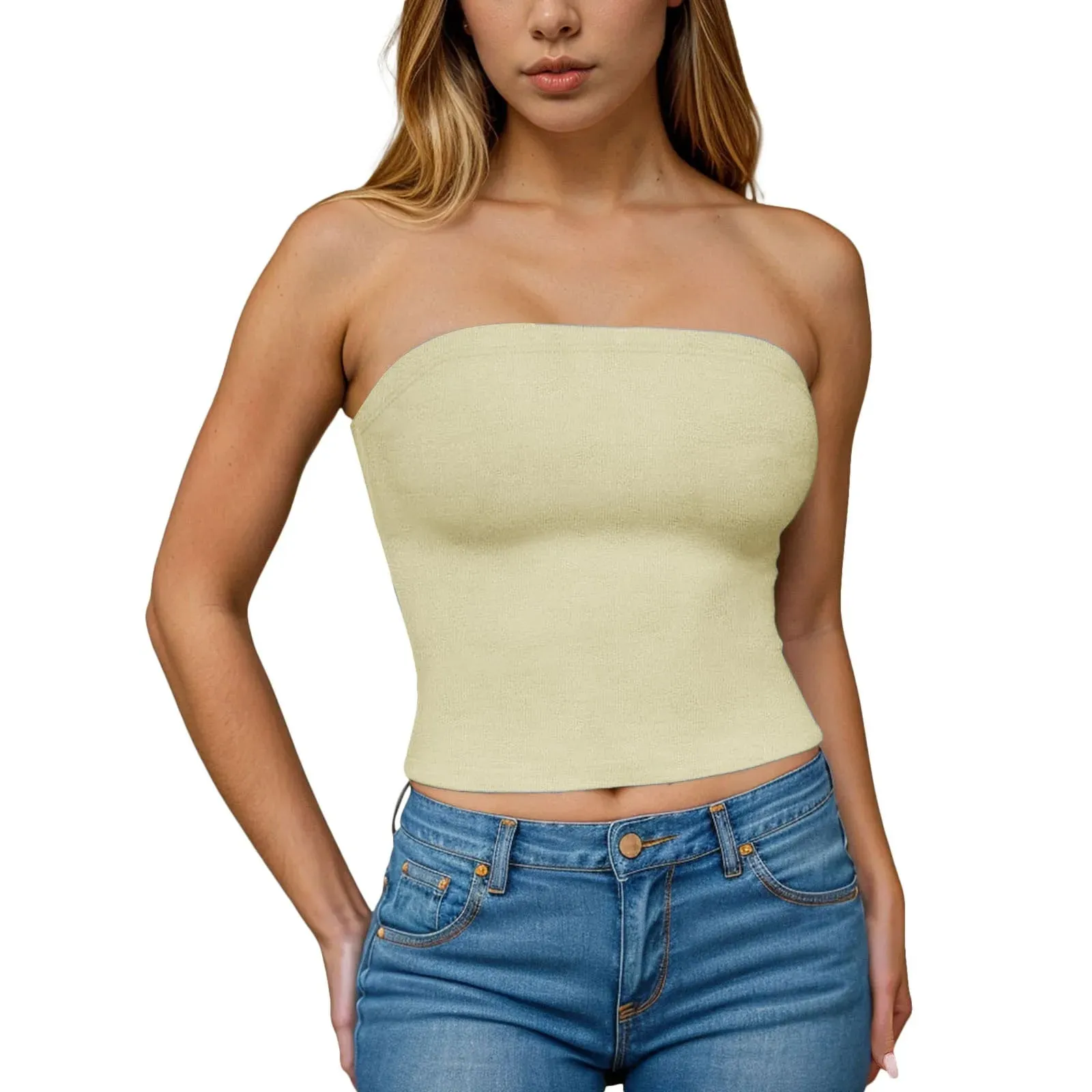 Hauts tubulaires Sexy pour femmes, épaules dénudées, sans bretelles, couleur unie, dos nu, Bandeau, Slim Fit, chemises à bascule, sous-vêtements