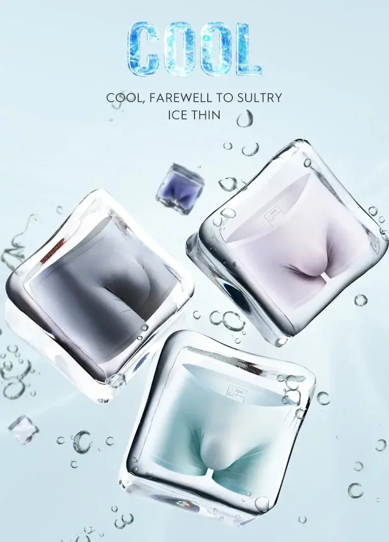 Eisseidenunterwäsche für Herren, nahtlos, ultradünn, transparent, Boxershorts, sexy, einteilig, Sommer, atmungsaktiv, Jugendflut, vier Ecken — image 2