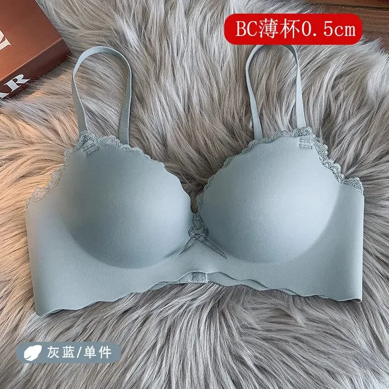 セクシーDrahtloses, nahtloses BH-Set für Damen, einteiliger Push-Up-Büstenhalter, kleine Brust, seitliche Unterstützung, Anti-Sag, weiche Damenunterwäsche — image 11