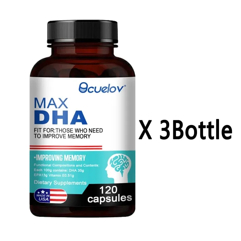 Bcuelov MAX DHA-verbessert das Gedächtnis, schützt das Sehvermögen, die Intelligenz, aktiviert die Gehirnzellen und verbessert die Gehirnermüdung. Nahrungsergänzungsmittel