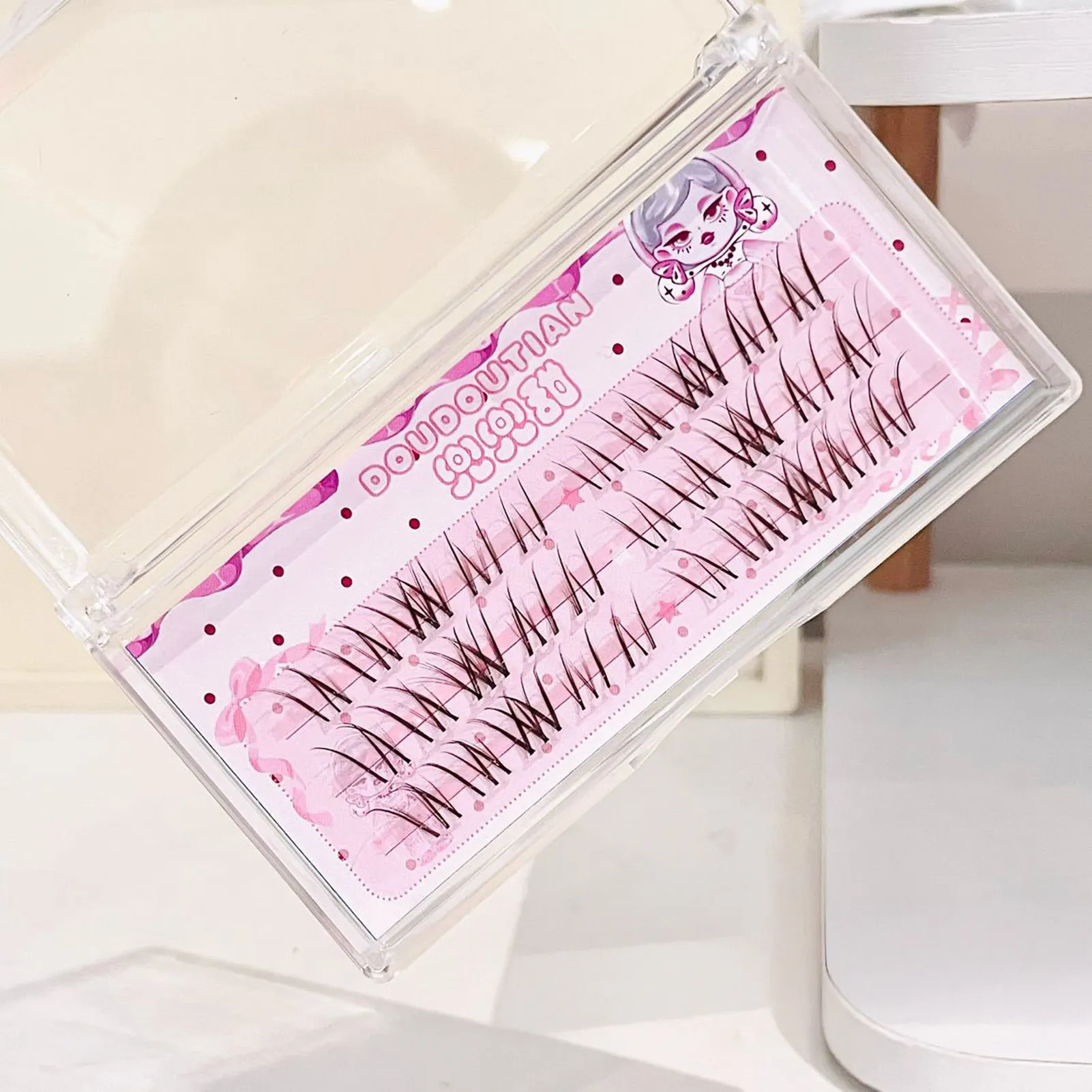 3/10 file Ciglia finte marroni dolci Natural Whispy Fluffy Air Manga Stile coreano Estensioni ciglia finte Trucco occhi perfetto — image 3