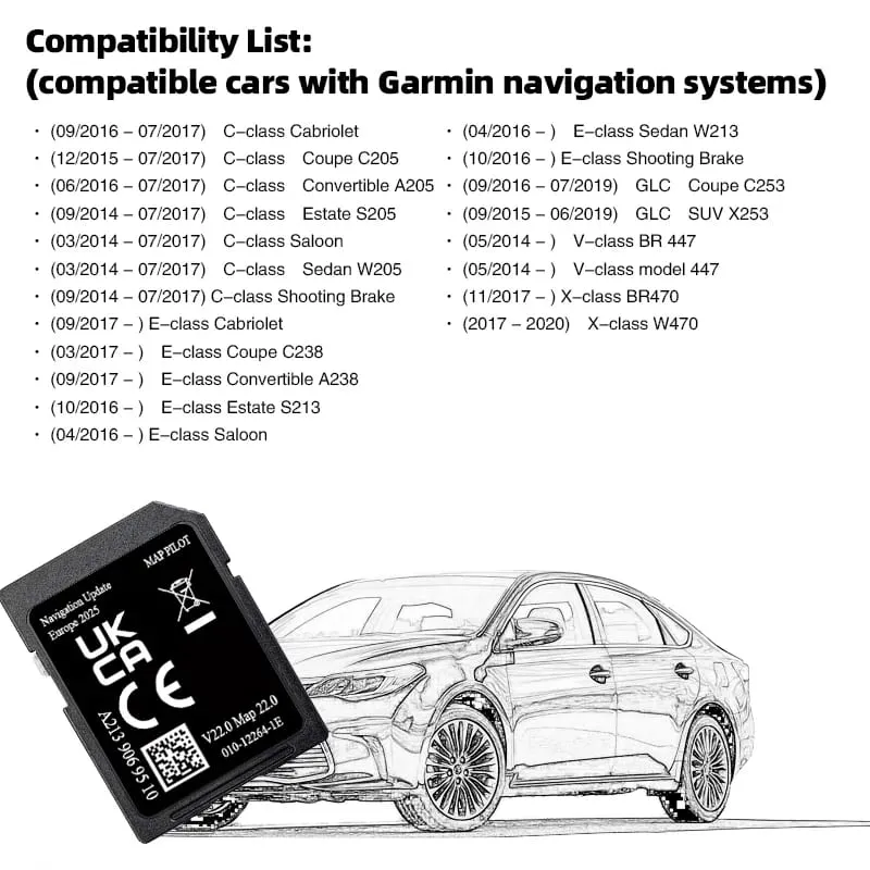 SD Kart V22 C sınıfı W205 E V X sınıfı GLC Araba ile Garmin Navigasyon AB Harita Pilot Star2 A2139069510 2026