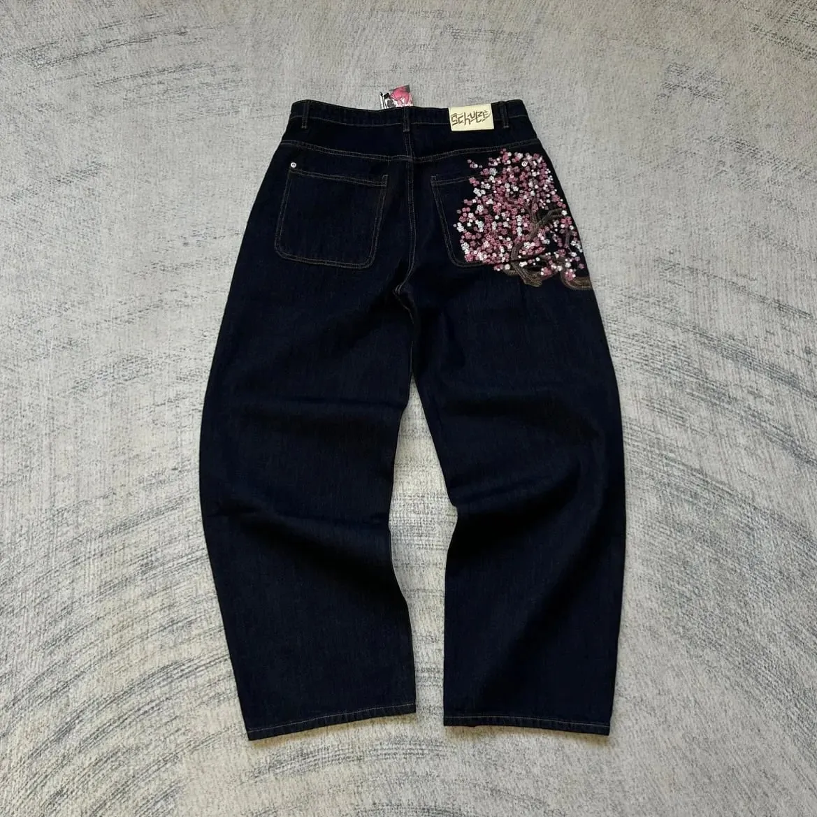 2026 japanischen stil high street patchwork bestickte jeans männer goth Harajuku mode breite bein jeans y2k retro casual hosen — image 11