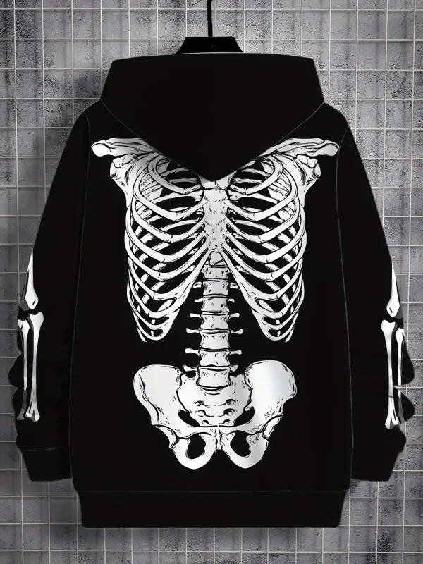 Men's Hooded Hoodies 3D Prints Skeleton Graphic Sweatshirt Drawstring Sportwear Long Sleeve Tops Street Pullover Men's Clothing