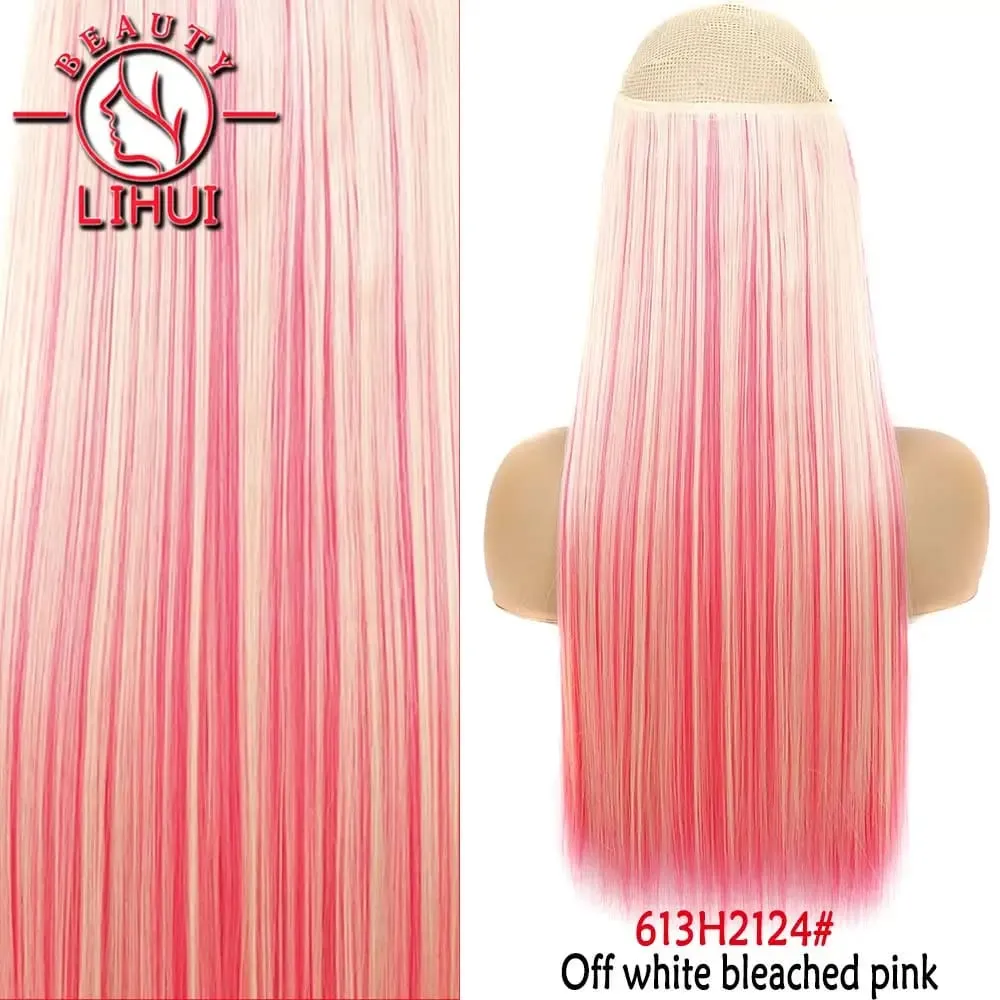Synthetic Natural Synthetic Hair Extensions 5 Clip In Artificial Fake Ombre Blonde Brown Black Pink Straight False Hair Piece — image 45