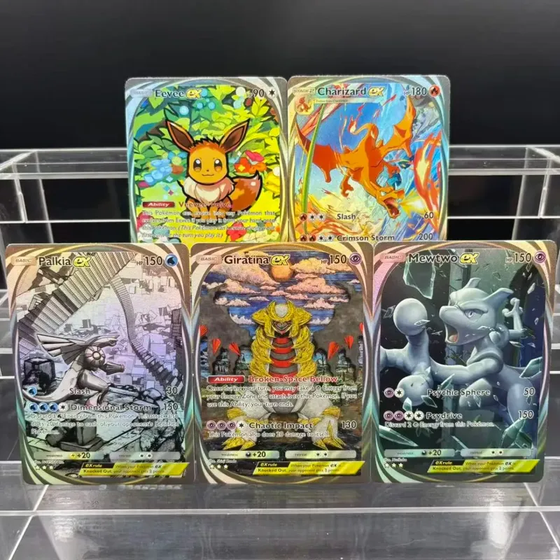 5ks DIY POCKET Collection Cards Mewtwo Leafeon ex Self Made Single Card Klasická hra Anime Card Gift Toy — image 10