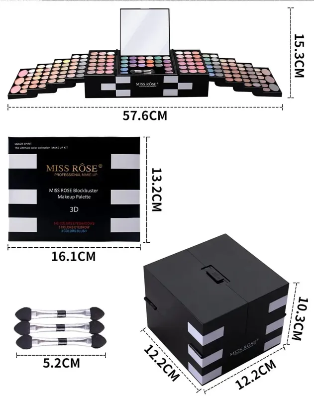 Set Kes Solekan Miss Rose Kit-Kombinasi Warna Muktamad-Set Hadiah Percutian Pembayang Mata Kosmetik Lip Gloss Blush Brow Palet Kombo — image 5