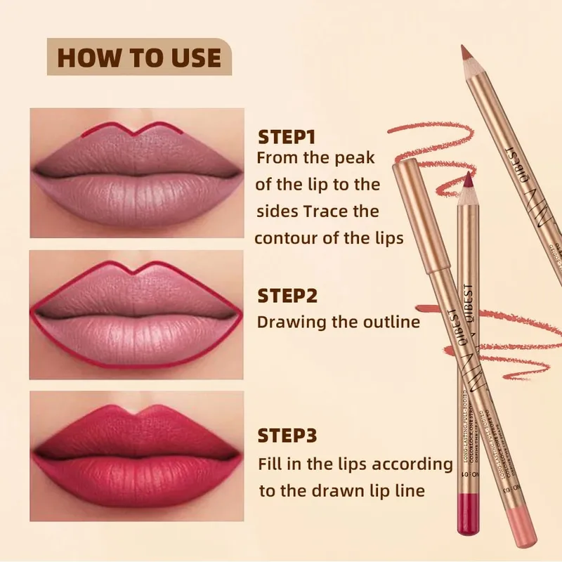 12 PCS Lipliner ชุด Waterproof Matte Lip Pencil ลิปสติก Lip Liner ปากกา Smooth Nude ลิปสติกปากกาสำหรับเครื่องสำอาง — image 7
