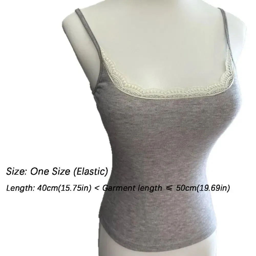 Camis Tank Top Integrated Top Versatile Chest Pad Lace Top Elastic Fashion Slim Vest Warm Undershirt Short Camisole Women Cloth — image 5