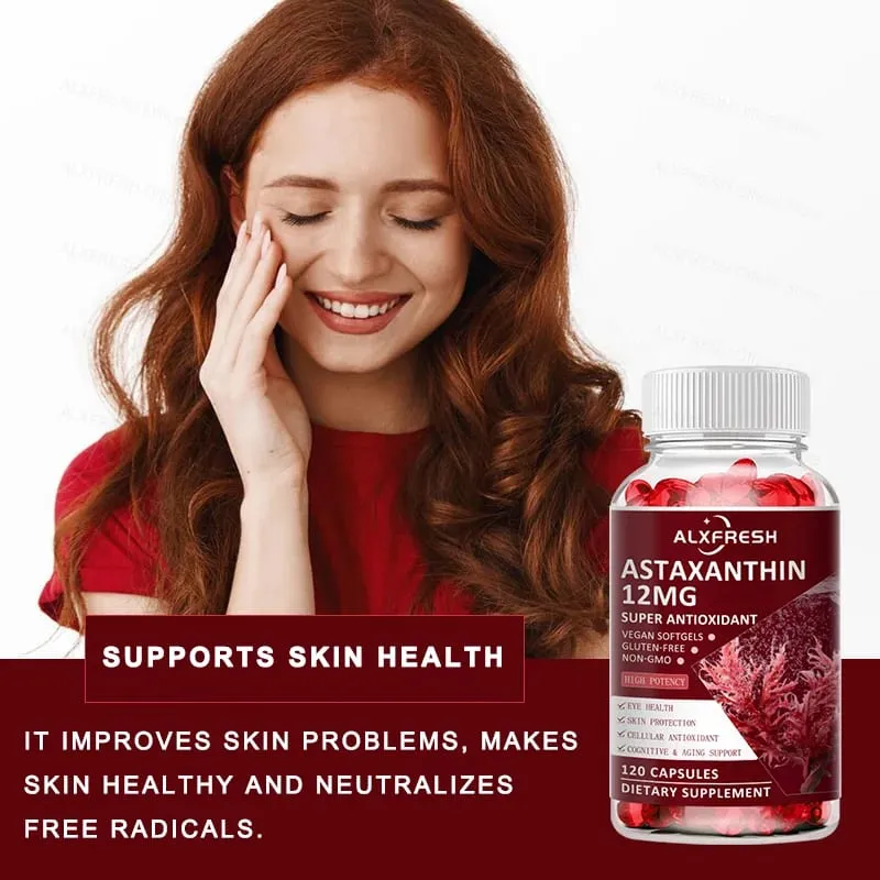 Astaxanthin Capsules For Relieve Eye Fatigue Support Skin Brain Heart Health Improve Concentration and Memory And Delay Aging — image 2