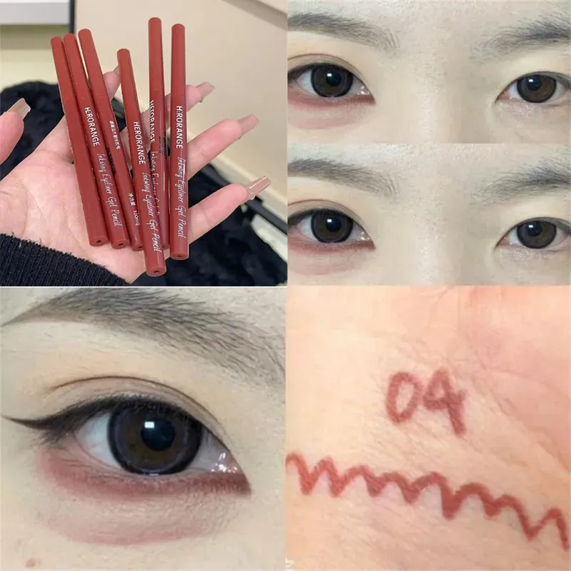 Crayon Eyeliner 12 couleurs, rouge vin, imperméable, durable, marron mat, fard à paupières, bâton de Contour, pigment élevé, maquillage pour les yeux, ver à soie — image 5