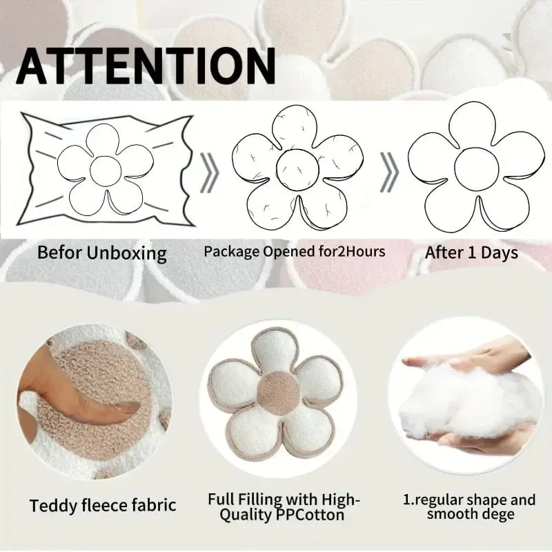 ผ้าฝ้าย PP Filled หมอนดอกทานตะวันกลีบดอกไม้รูปร่างโซฟาเบาะรองศีรษะพนักพิง Pad ห้องนั่งเล่นห้องนอน Bay Window Decor — image 5