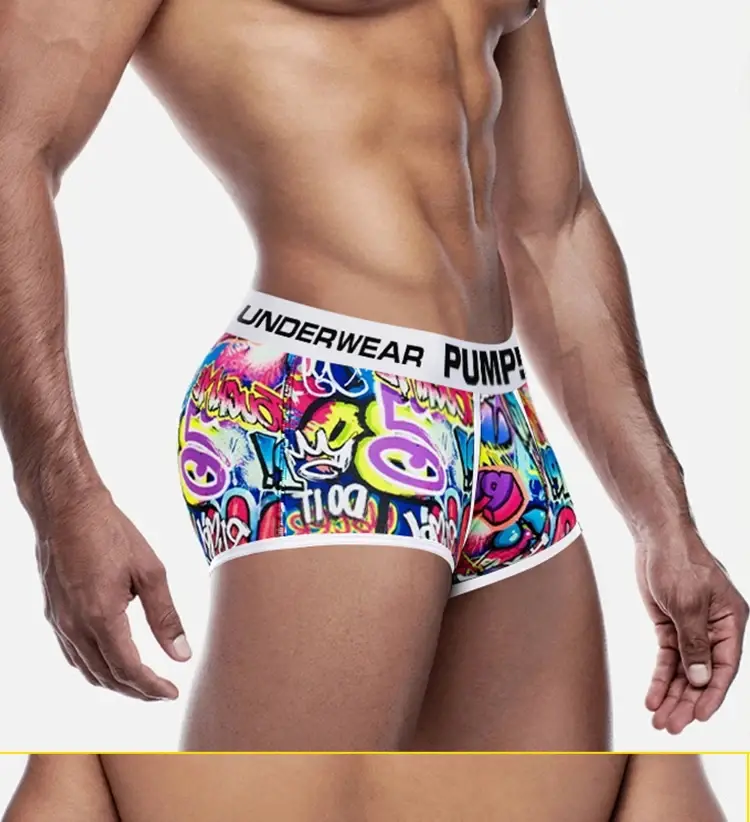 1PCS Men's Cotton Nylon Blend Boxer Briefs All-Over Graffiti Print Wide Elastic Waistband Non-Tight Fashion Sport Underwear — image 22