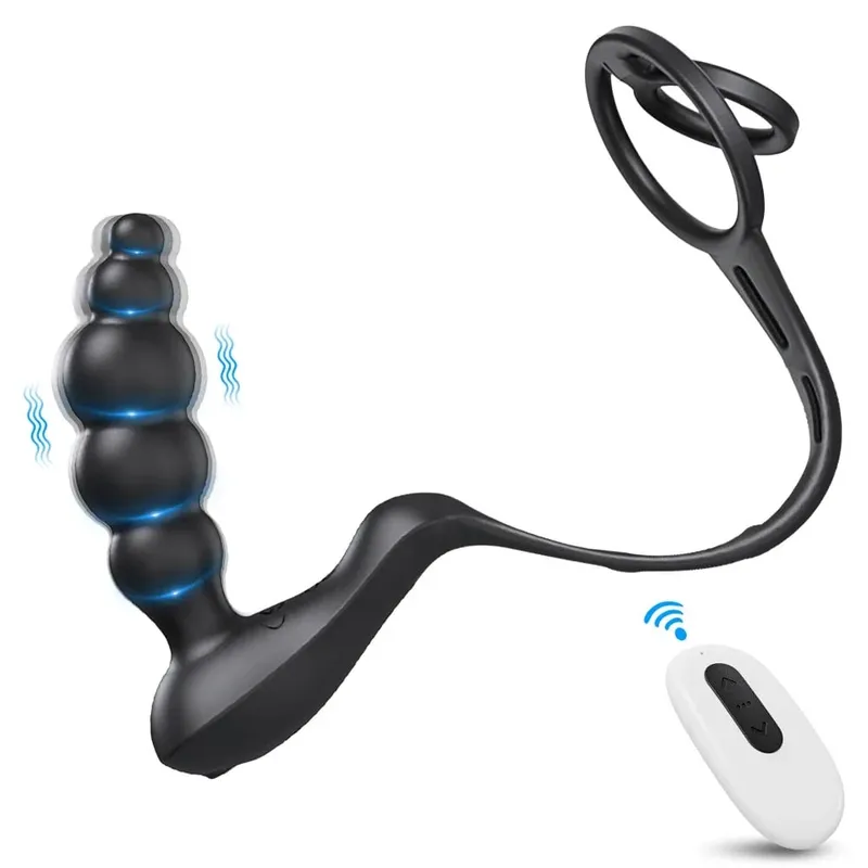 Vibrerende Butt Plug Cock Ring til Mænd Fjernbetjening Anal Vibrator Prostata Massager Gay Anal Plug Voksenvarer Sexlegetøj til mænd — image 12