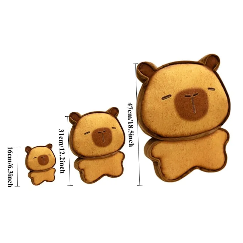Kawaii Plush Biscuit Capybara Throw Pillow Cute Capibara Cake Cookie Toast Keychain Sofa Cushion Nap Sleeping Toys Birthday Gift — image 3
