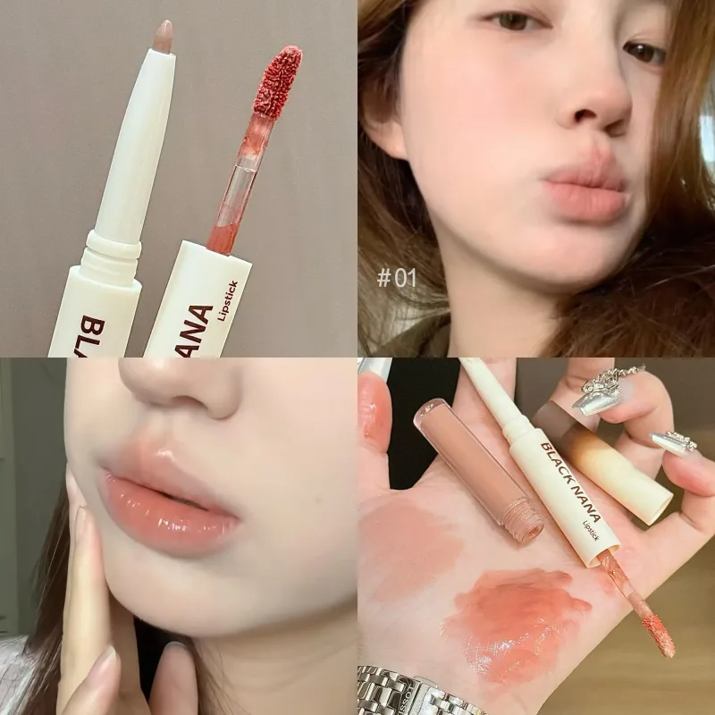 Lucidalabbra a doppia testa Matita labbra Contorno labbra Trucco Matita labbra nuda opaca Lava Cioccolato Marrone Specchio Lucidante per labbra Tinta labbra — image 2