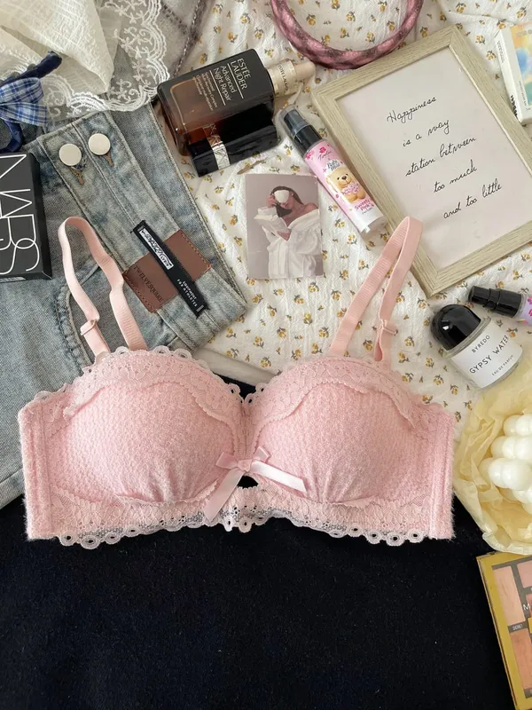 Ensemble de Lingerie en dentelle, soutien-gorge rembourré Non filaire, demi-tasse, petit buste, sous-vêtements Sexy Anti-affaissement pour femmes, toutes saisons, bonnet S-XLAB, nouvelle collection — image 14
