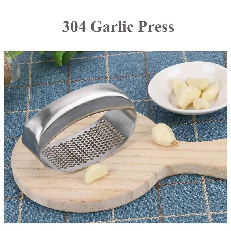 1 pcs 304 Stainless Steel Garlic Press Household Garlic Masher Kitchen Garlic Grinder Press Kitchen Accessories Tool — image 3
