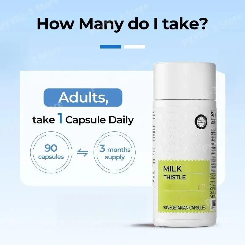 Milk Thistle Extract 300mg Capsules with Vitamin C Inositol Herbal Supplement 90 Capsules Non-GMO Gluten Free — image 7