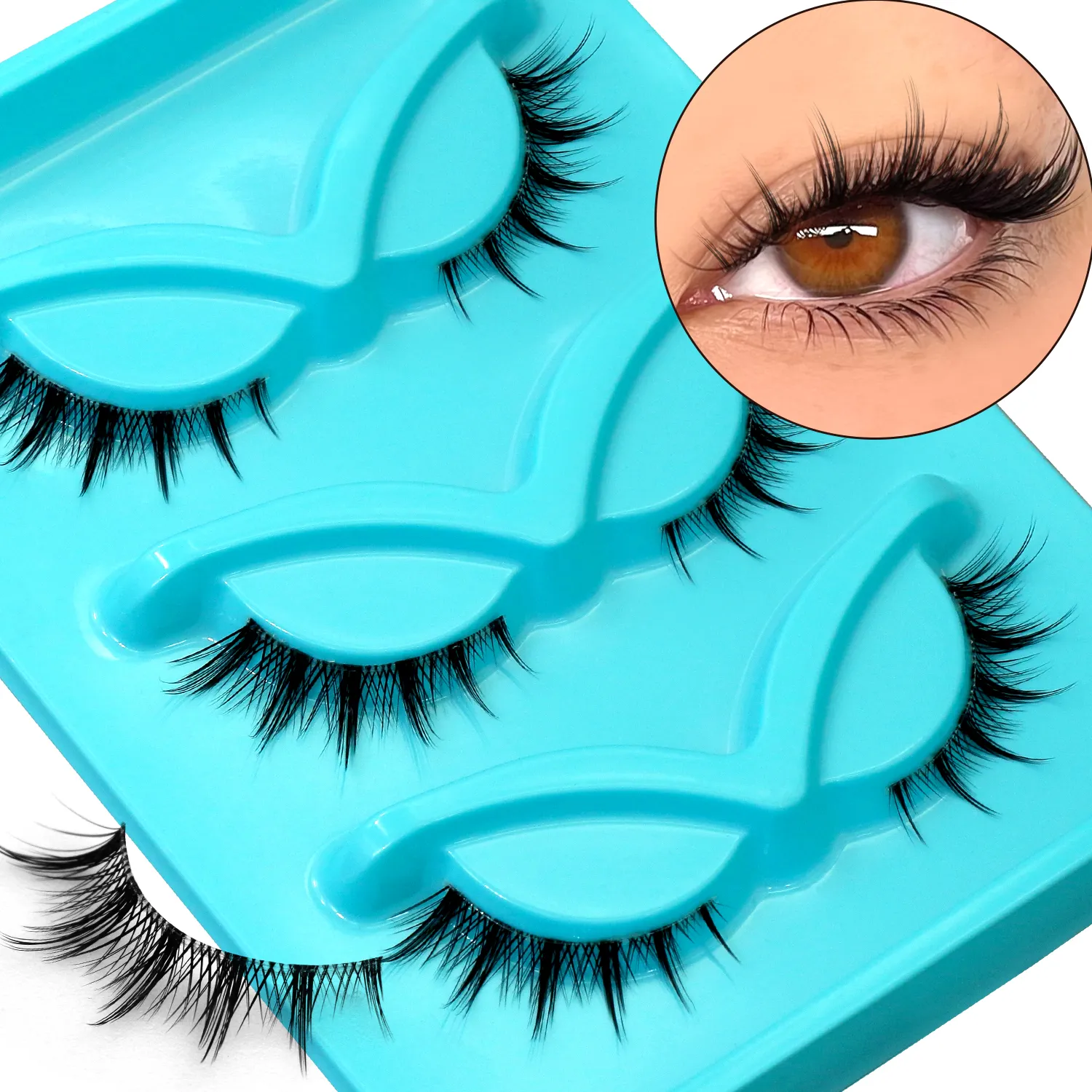 3 paires de cils Manga cils naturels œil de chat bande transparente faux cils aspect naturel faux cils bandes maquillage — image 3
