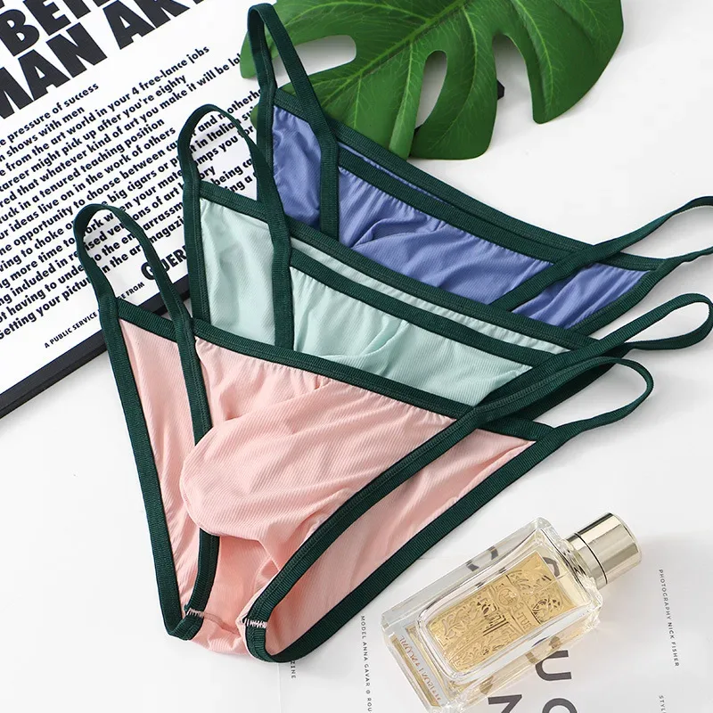 Slip d'été en soie glacée pour hommes, short respirant en fil taille basse — image 30