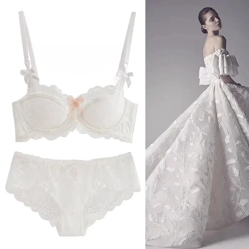 Français Pure Desire Bralette petit buste AB tasse Push Up sans fil dentelle soutien-gorge pour fille potelée nœud conception mince pli confort grande taille