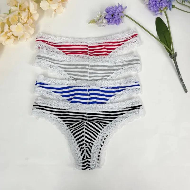 ผู้ชายลูกไม้ Trim ลาย G-String ชุดชั้นในครึ่งปกคลุมก้น Low-RISE Pantie Breathable เซ็กซี่ U Bulge POUCH สบาย Tong