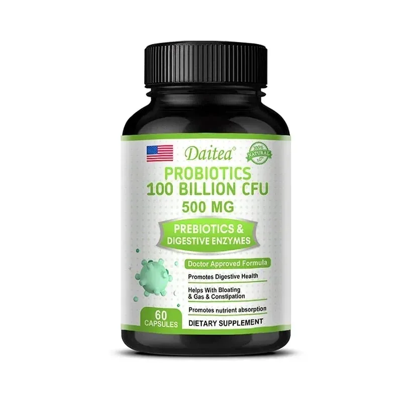 Probiotici 100 miliardi di CFU con prebiotici ed enzimi digestivi Salute dell'intestino Digestione Sollievo dal gonfiore e supporto immunitario — image 9