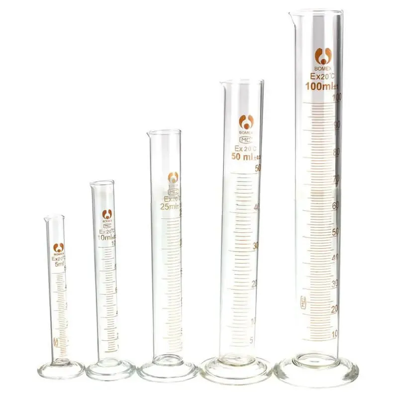 1PCS Cilindro graduato in vetro 5ml 10ml 25ml 50ml 100ml 250ml 500ml Cilindro graduato per laboratorio Suppy/cucina