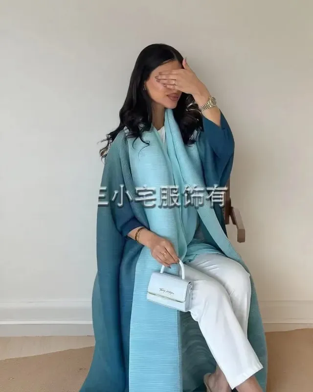 Frauen Falten Miyake Plissee Abaya Langarm Druck Faltbare Kragen Robe Strickjacke Mantel Neue Winter Mode Original Design 2026 — image 25