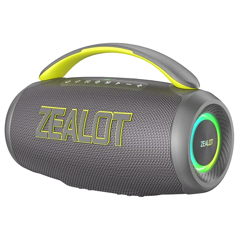 Zealot-P12 Speaker 60W Portable Bluetooth Speaker with IPX6 Waterproof Comfortable handle Controllable lighting TF USB