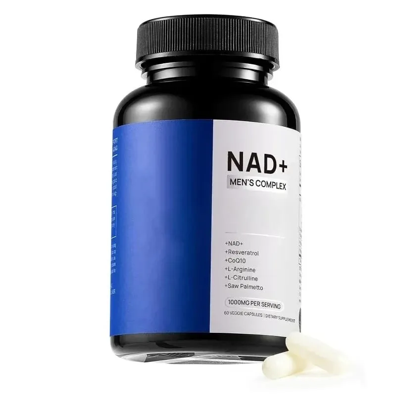 NAD+ 남성용 복합 캡슐 1000mg, CoQ10 레스베라트롤 세포 에너지 및 활력 보충제가 근육 건강을 지원합니다 60개