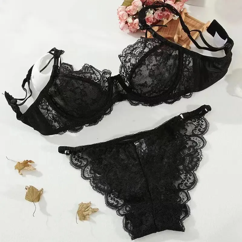 Lace Minimizer BH Ultra tynd svamp gratis wirefree sømløs fuld dækning buste push up komfort lingeri sæt BANERDANNI — image 2