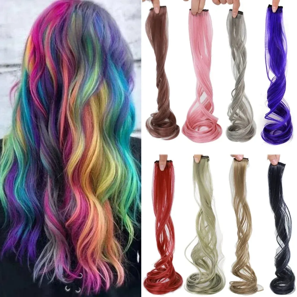 Colored Large Wave Long Curly Wig Ear Hanging Dye Hair Extensions Invisible High Temperature Silk Synthetic Wig Patch — image 3