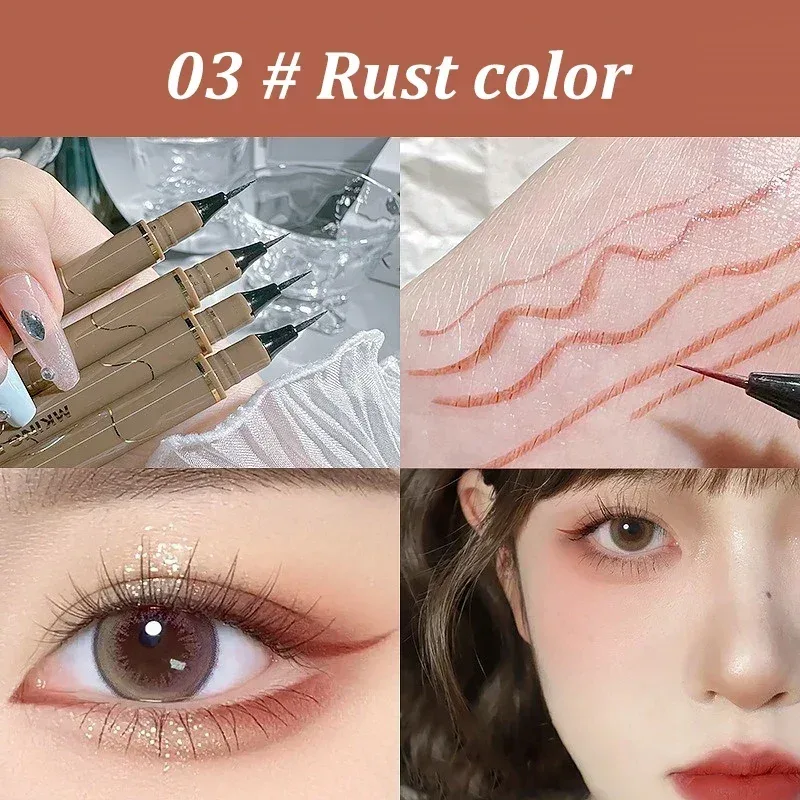 Schwarzbrauner wasserfester, schnell trocknender flüssiger Eyeliner, ultrafein, matt, langlebig, Seidenraupen-Eyeliner, Bleistift, Augen-Make-up-Geschenke — image 8