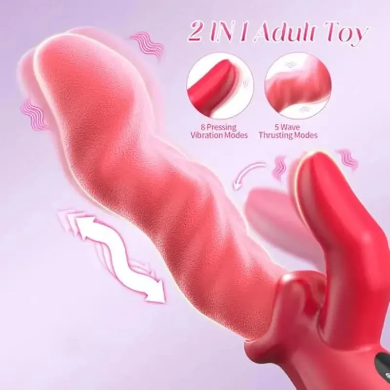 2 IN 1 Onda Spinta Vibratore Del Dildo per Le Donne Lingua Dito Premendo Stimolazione Giocattoli Del Sesso Masturbatore Femminile con Display A LED — image 2