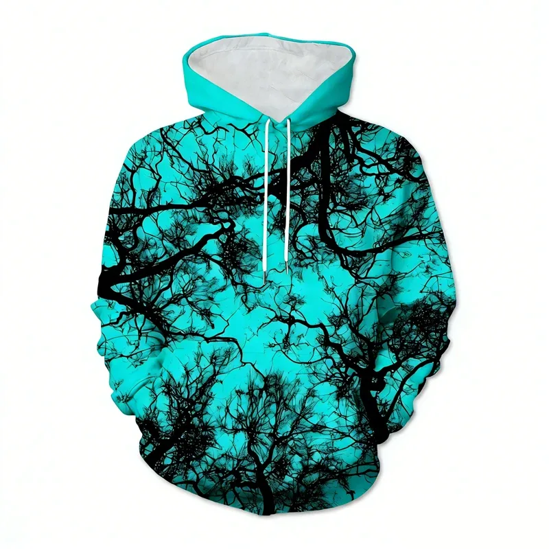 Sudaderas con capucha de árbol con estampado 3d multicolor para hombre, ropa con patrón de plantas, sudaderas con capucha de manga larga para calle al aire libre — image 6
