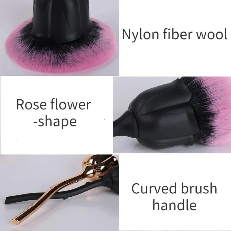 Rose Flower Nail Art แปรงลบเล็บแปรงฝุ่นอะคริลิคคุณภาพสูง UV GEL ผงทำความสะอาดเครื่องมือแปรงแต่งหน้าความงาม — image 4