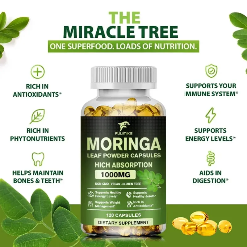 Natural Moringa 1000mg Supplement Supports Immune Defense Digestion Skin Joint Energy & Antioxidant Health — image 4