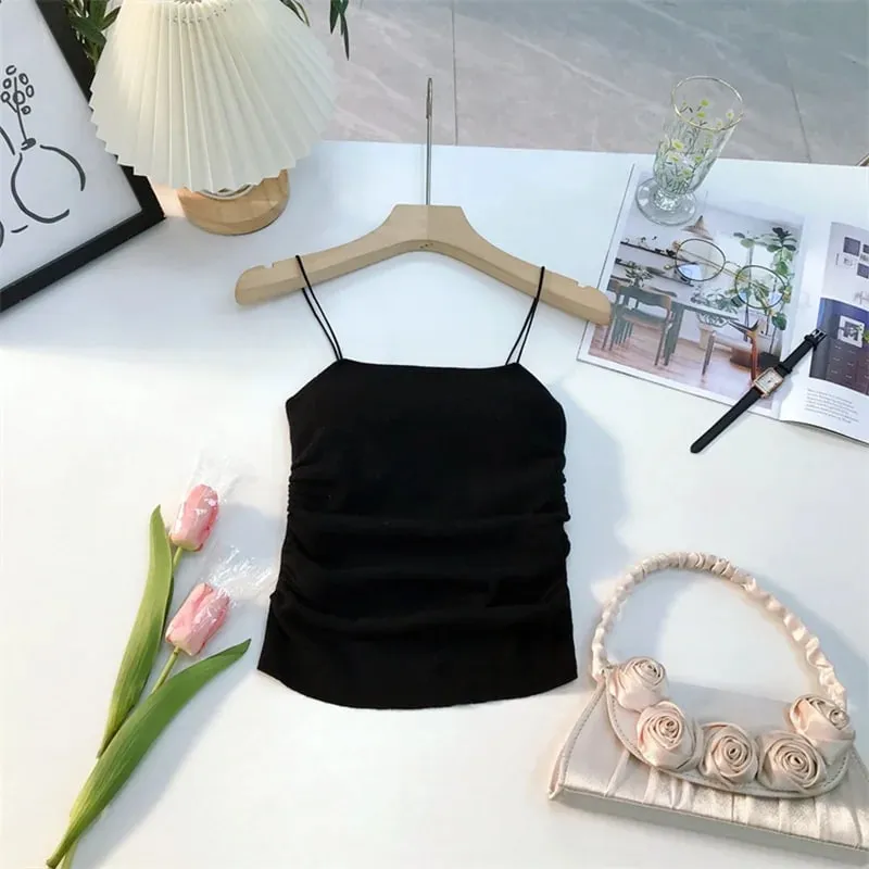 Laine douce rembourrée femme recadrée solide sans manches basique Streetwear haut Corset jeune femme vêtements — image 7