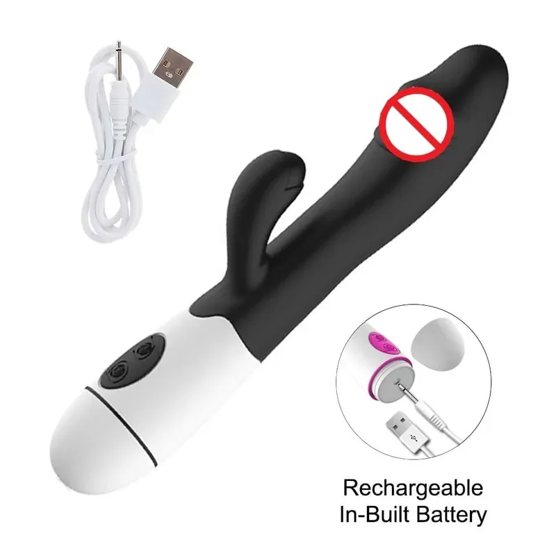 Vibromasseur lapin gode puissant double Vibration point G Stimulation du Clitoris masturbateurs masseur Vaginal adulte pour femmes jouets sexuels — image 9