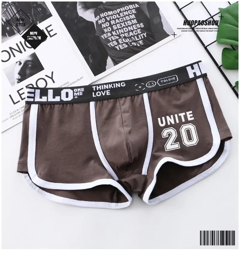 Boxer de sport en coton pour hommes, sous-vêtements surdimensionnés, couleur unie, mode jeunesse, culotte de sport confortable et respirante, 1/3 pièces — image 1