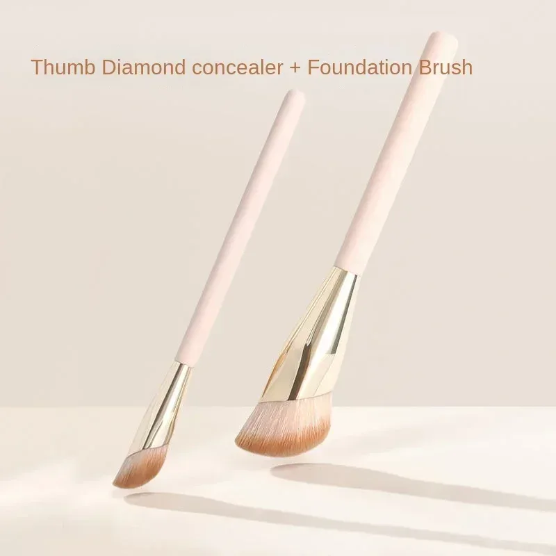 1/2 Buah Kuas Foundation Kepala Miring Kuas Concealer Wajah Krim Cair Bubuk Kuas Rias Kontur Wajah Alat Kecantikan