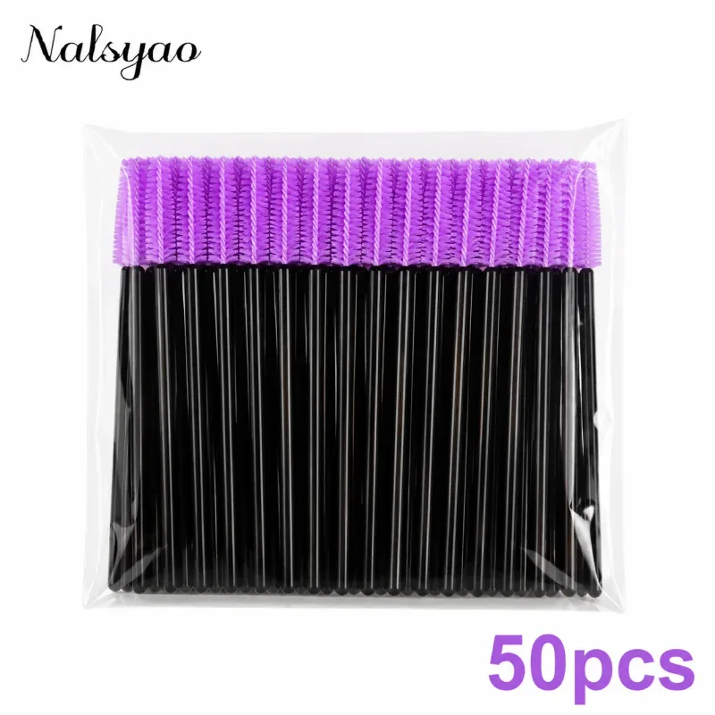 50 Pcs 일회용 실리콘 마스카라 스틱 애플리케이터 속눈썹 연장 메이크업 도구 눈 속눈썹 브러쉬 속눈썹 메이크업 브러쉬