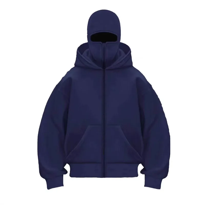 2025 Autumn Men Balaclava Y2K Gothic Harajuku Winter New Item Double Hooded Sweatshirt Men's Hooded Mask Zipper Sportswear Women — image 3