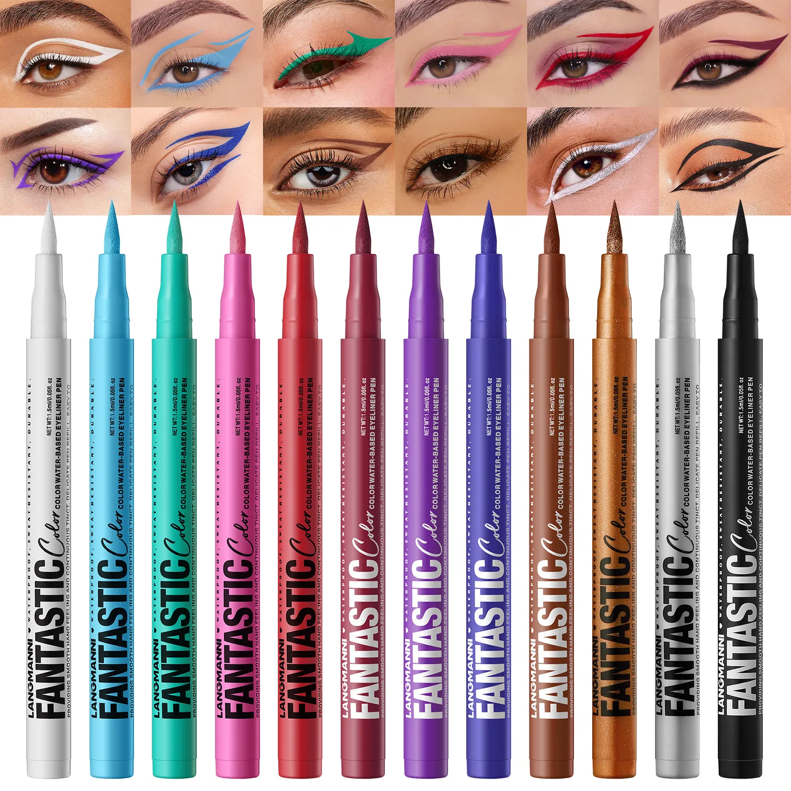 Matte Blue Black Liquid Eyeliner Pen Waterproof 12 Colors Ultra-thin Colorful Eyeliner Smooth Quick-Drying Eye Liner Pen Makeup — image 3