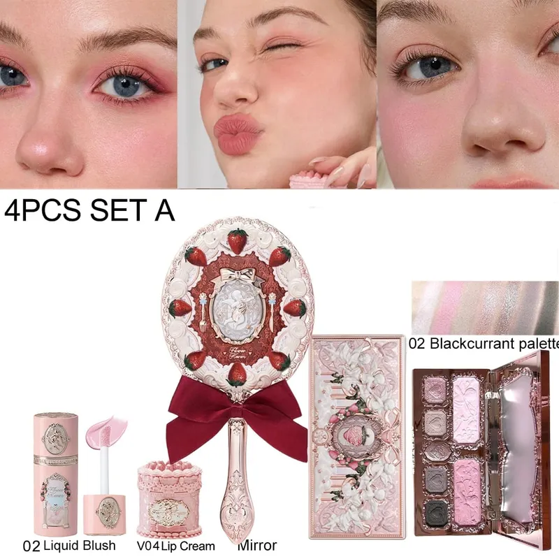 Flower Knows Make Up Kit Cosmetics Full Set Strawberry Rococo Palette Little Angel Highlighter Matte Lipstick 4Pcs Kit — image 20